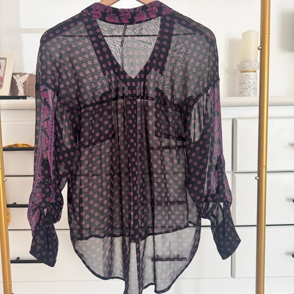 Free People Purple Black Easy Rider Floral
Paisley Button Up Blouse Size Small - Picture 5 of 16
